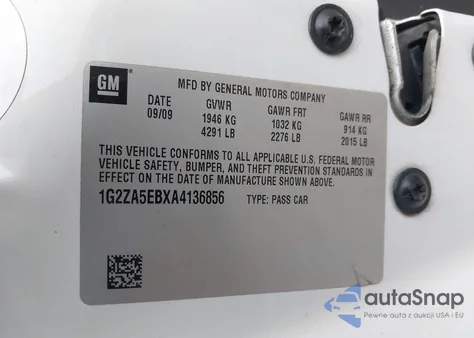 2010 Pontiac G6 z USA, uszkodzony, nr VIN 1G2ZA5EBXA4136856